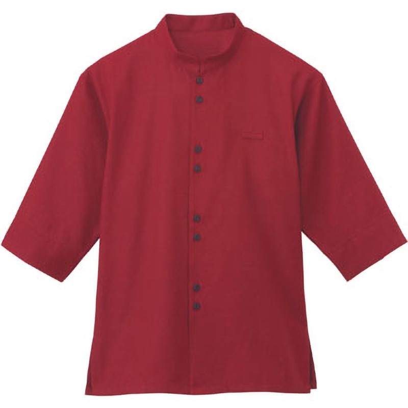 24307-28 マオカラーシャツ 24307 ボストン商会 男女兼用 赤色 サイズSS