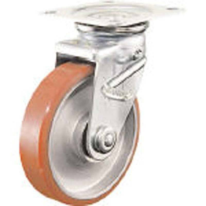 P-250WJS プレス製ウレタンキャスター ログラン 自在式(ダブルストッパー付) イノアック プレート式 単輪 重荷重用 250径