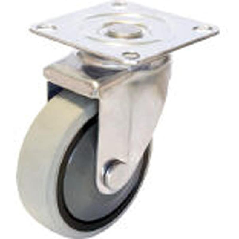 SUS-SJ-100GU ナイロンホイールウレタンキャスター SUS-SJシリーズ 自在式 ユーエイキャスター 単輪 プレート式 ステンレス仕上 許容荷重100daN 取付高132mm 4,768円