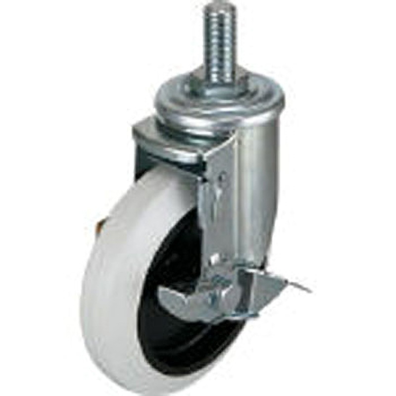 AHT-125-NRBDS-W ねじ込み式ナイロンホイールゴムキャスター エアーキャスター(ホワイト車仕様・重荷重タイプ) 自在式(ストッパー付) 1個 ワコーパレット 【通販モノタロウ】