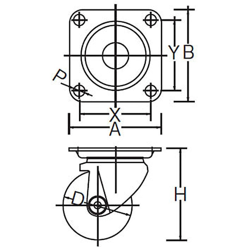 560S-PB75 低床式重荷重用キャスター (自在車) ハンマーキャスター