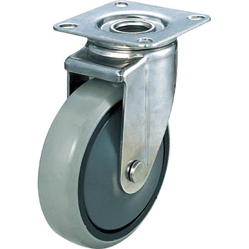 TNPJ100 アルミ台車用 自在キャスターΦ100ゴム車 TRUSCO 単輪 取付高