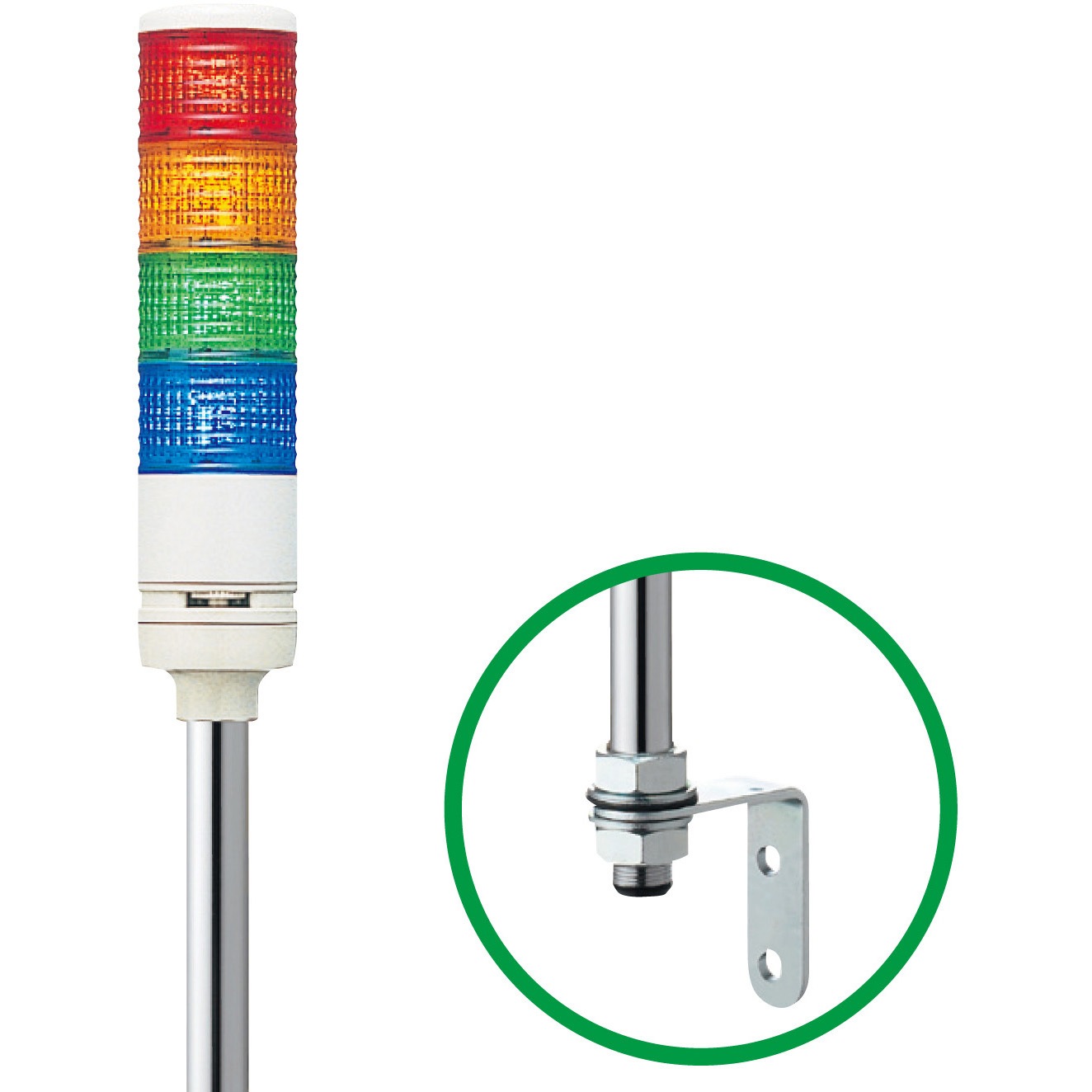 LEUTWB-24-4RYGB Φ60 積層式LED表示灯+ブザー+点滅(ポール) 24V アロー(シュナイダーエレクトリック) 4段   LEUTWB-24-4RYGB