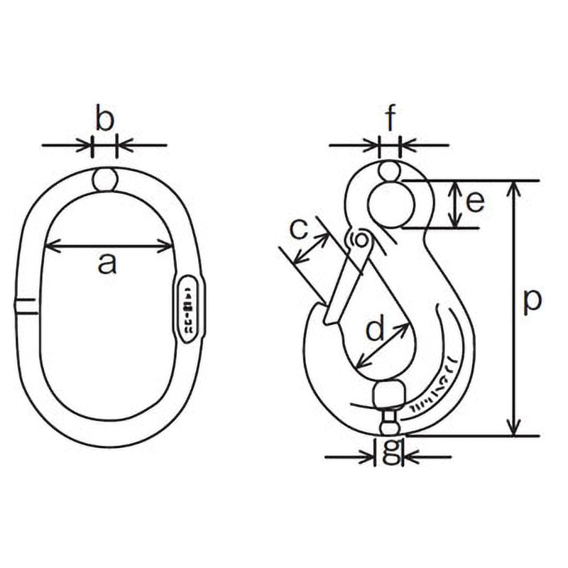 象印　ロングキングフック付き2本吊りセット　使用荷重2.7t 象印 ロングキングフック付き1本吊りセット 使用荷重4.2t