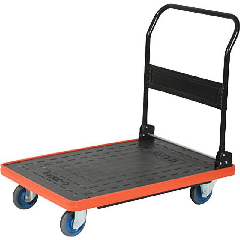 MKP301AC MKP樹脂製運搬車 折りたたみハンドル (コボレ止め付) TRUSCO エアーキャスタータイプ ゴム車輪 ブラック色 荷台寸法906×616mm  MKP301AC