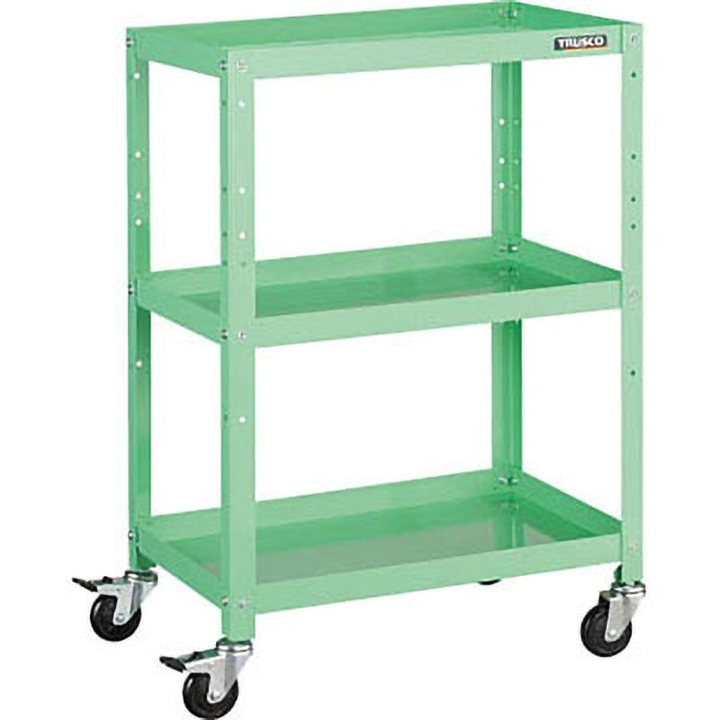 RBW963YG ラビットワゴン ゴム車輪 TRUSCO 自在×4キャスター 組立式仕様 引出しなし 3段 ヤングバンブーグリーン色   RBW963YG