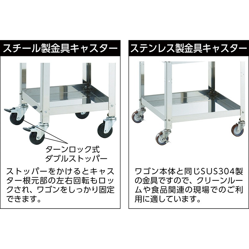 CRB863HSU クリーンラビットワゴン SUS304・ハンドル付 ステンレス金具