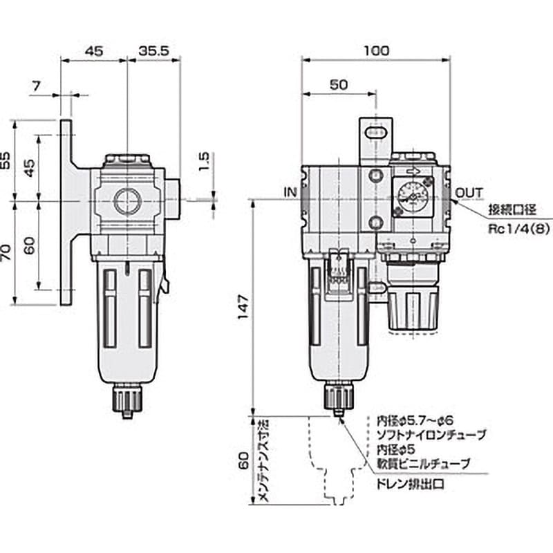 CKD M8000-25-W-F1 オイルミストフィルタ 標準白色シリーズ 手動付