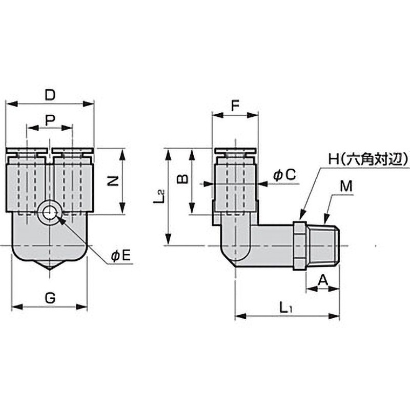 GWFY6-10 ニュージョイントGW(継手)/(FY形(R付)) CKD 圧縮空気 適合チューブ外径6mm 1箱(10個) GWFY6-10
