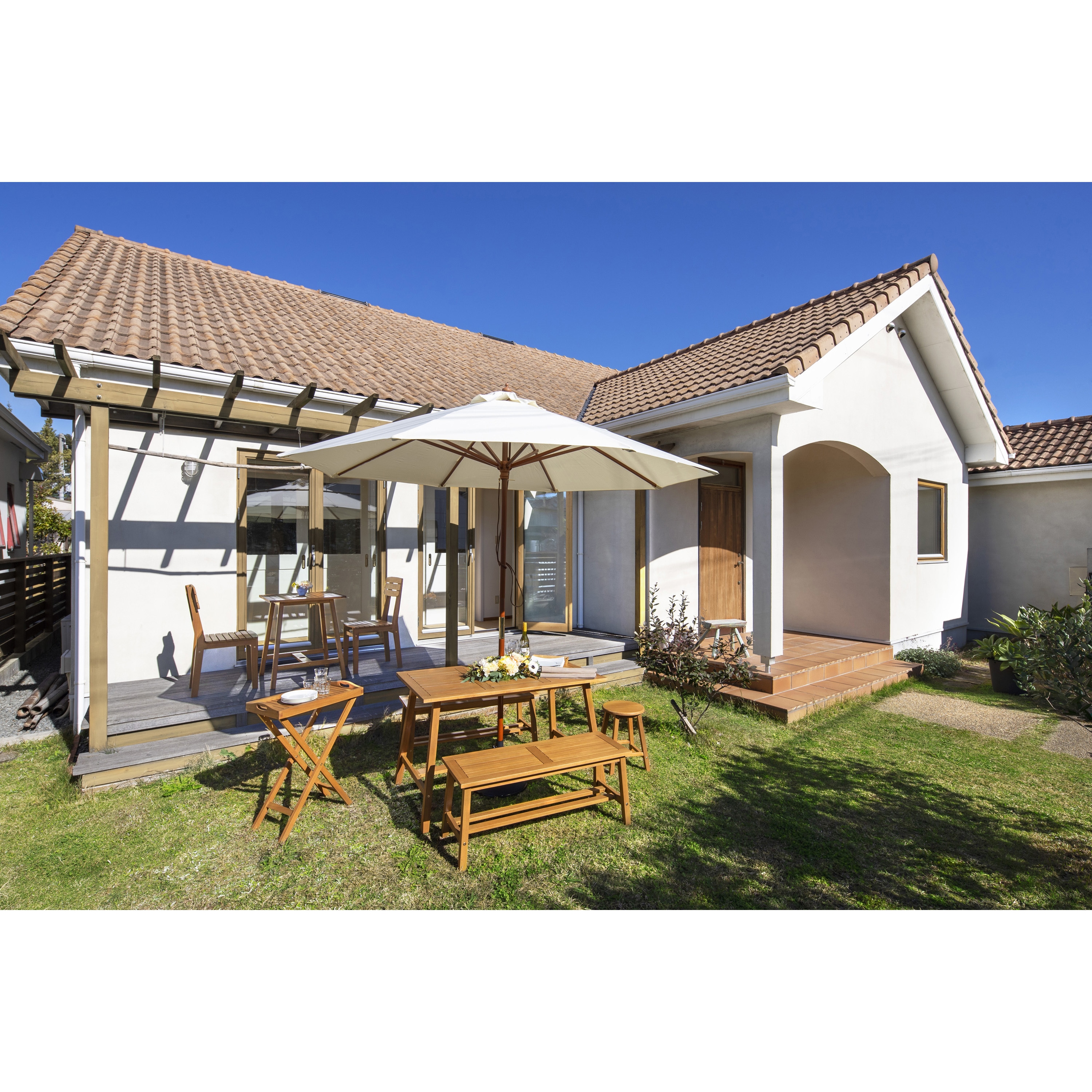 ガーデンパラソル ウッドパラソル タカショー 270cm エンジ 紫外線カット ガーデンパラソル ウッドパラソル タカショー 270cm エンジ 紫外線