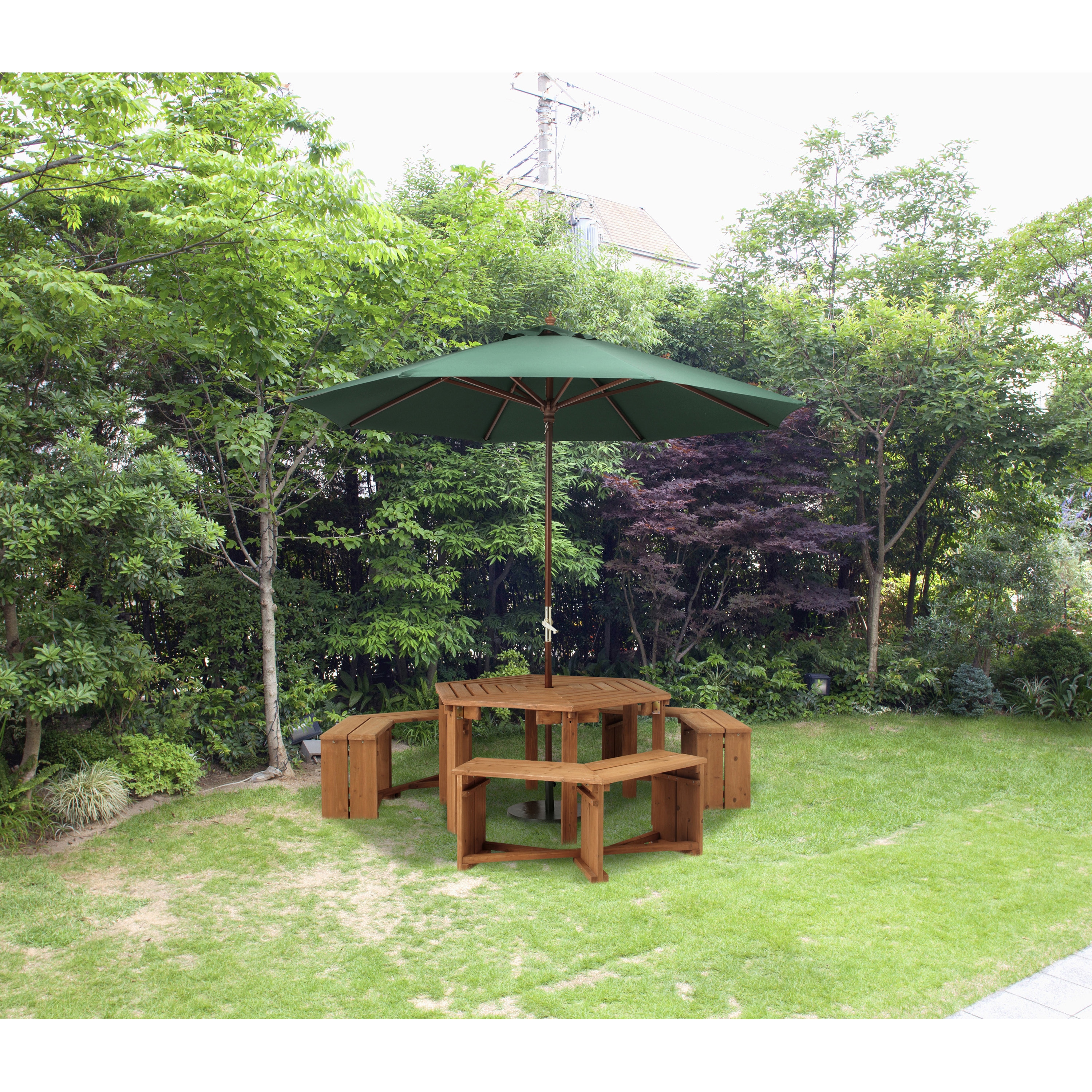 タカショー 日よけ ウッドパラソル 2.7ｍ グリーン PAS-27G ガーデン ファニチャー 紫外線カット 撥水加工 タカショー 日よけ ウッドパラソル 2.7ｍ グリーン PAS-27G ガーデン