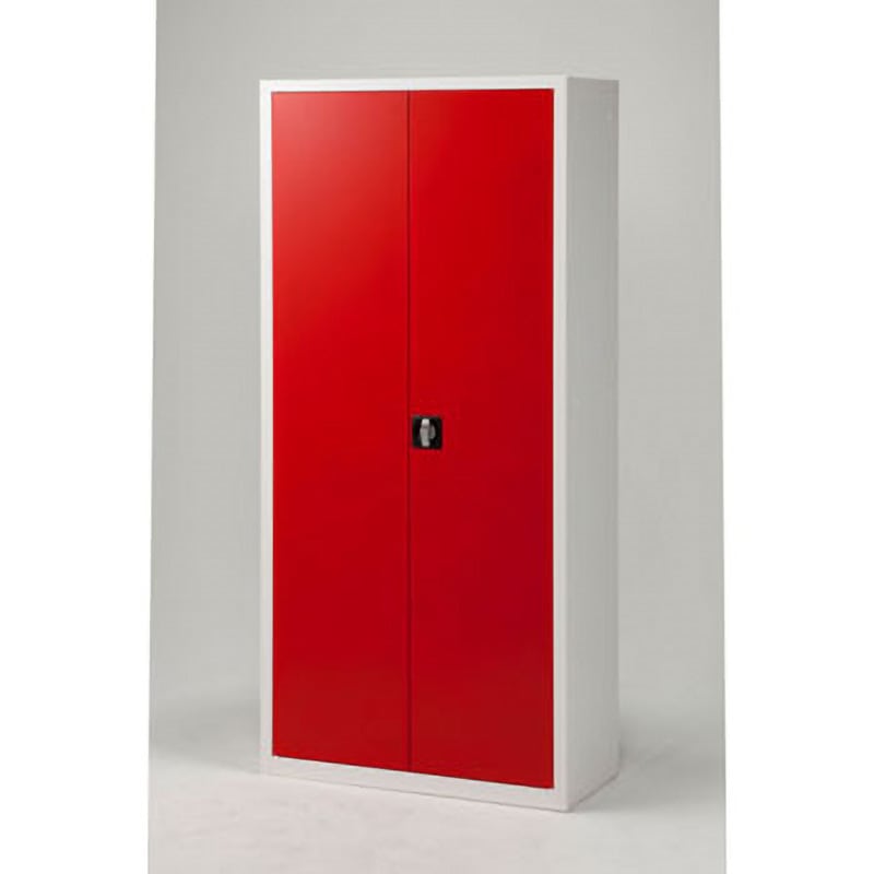743122 A4スチール書庫カラー扉シリーズ(両開き) スマイル(家具) レッド色 幅880mm奥行400mm高さ1850mm