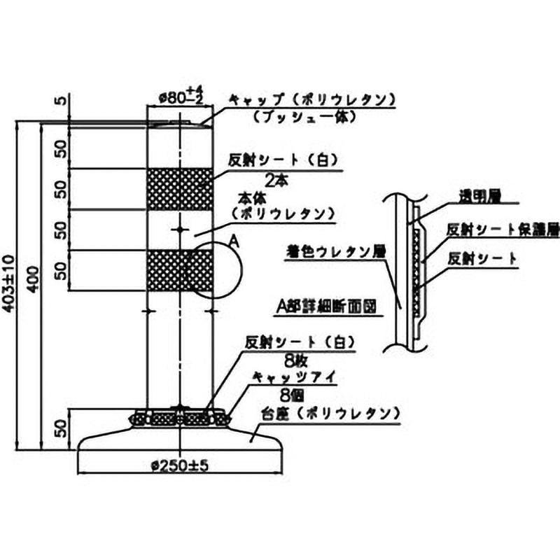 ポストコーンスタンダードPBT-100-250-R 6300029530 グリーンクロス : NOK ポストコーン スタンダードタイプ 着脱3本脚式 H800