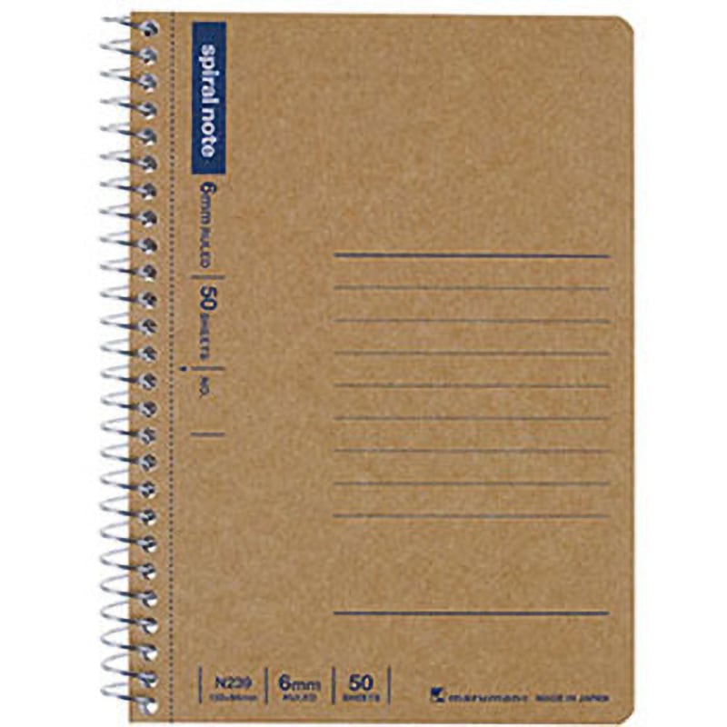N239 ノート クラフト表紙 マルマン 枚数50 メモリ入6mm罫 スパイラル
