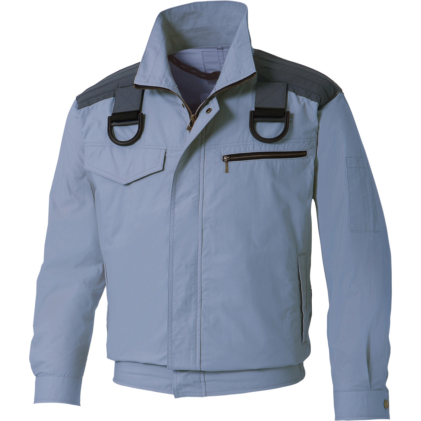 KU93500F 空調風神服 フルハーネス用長袖ブルゾン (服のみ) サンエス 4ブルーグレー色 綿100% サイズM  KU93500F