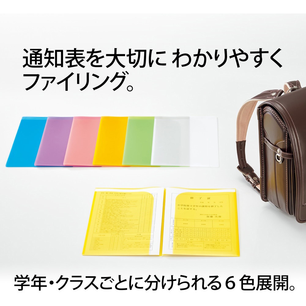 ら 様確認用 FL-190SF(79723) クリアホルダー 通知表ホルダー PLUS(プラス)[文具
