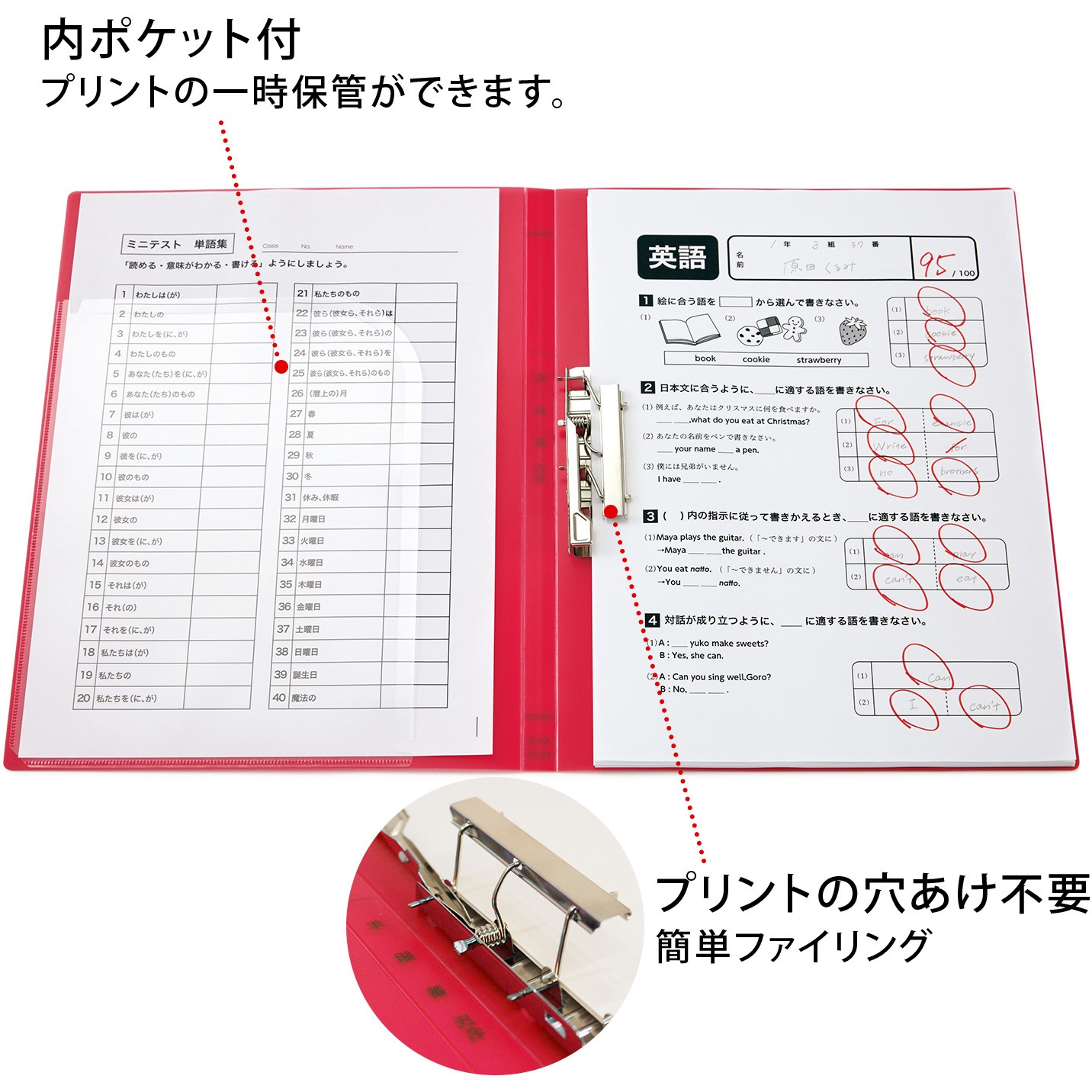 FL-194SF(79763) 年組氏名 スクール パンチレスファイル PLUS(プラス