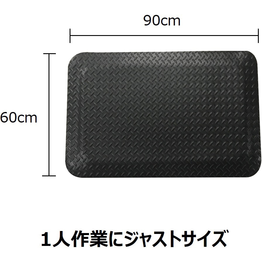J2290 高耐久疲労軽減マット セーフラン安全用品 黒色 厚さ12mm寸法60