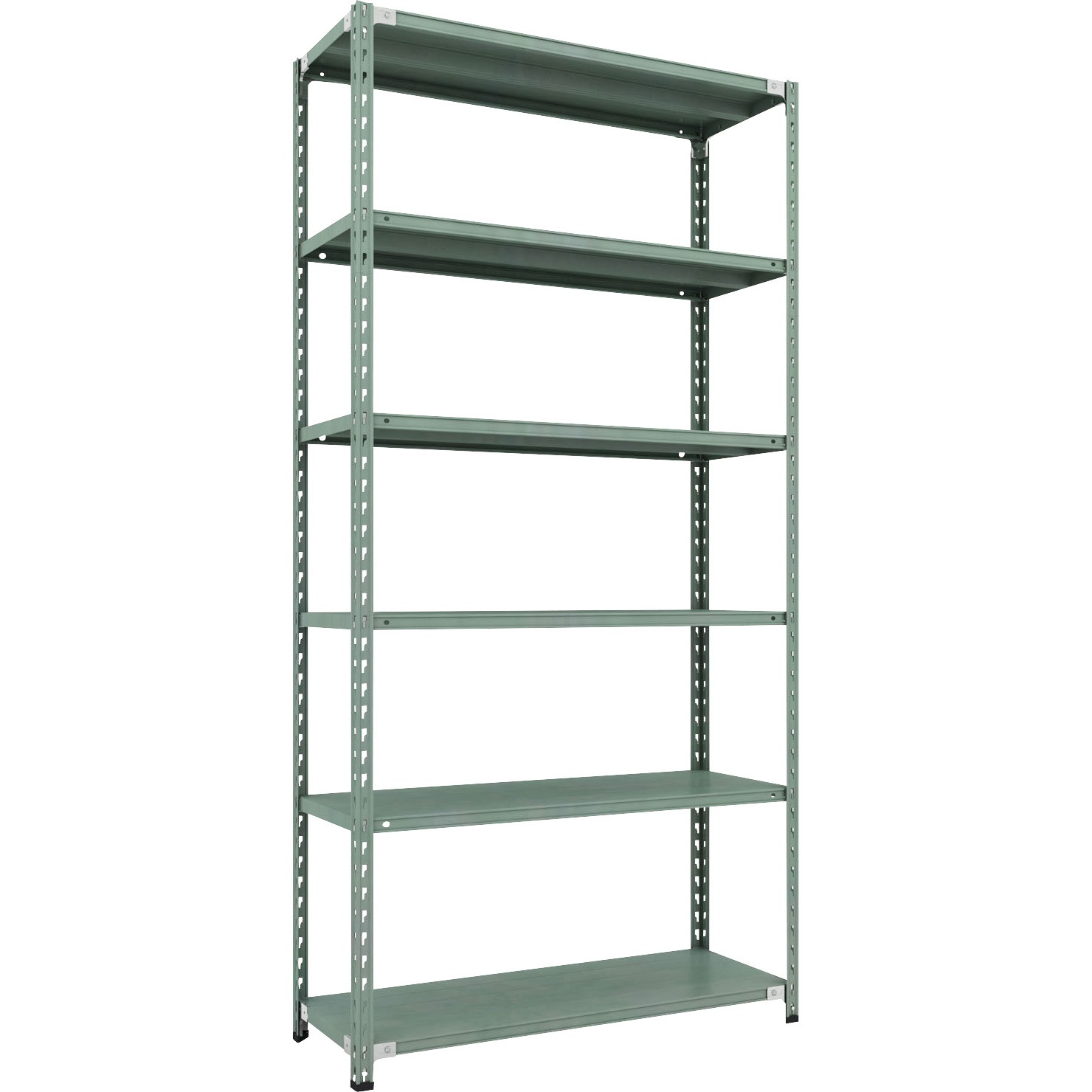 CB-8446-GN セミボルトレス軽量棚 (150kgタイプ・高さ2400mm) 6段 TRUSCO グリーン色 スチール 荷重900kg 奥行452mm  CB-8446-GN