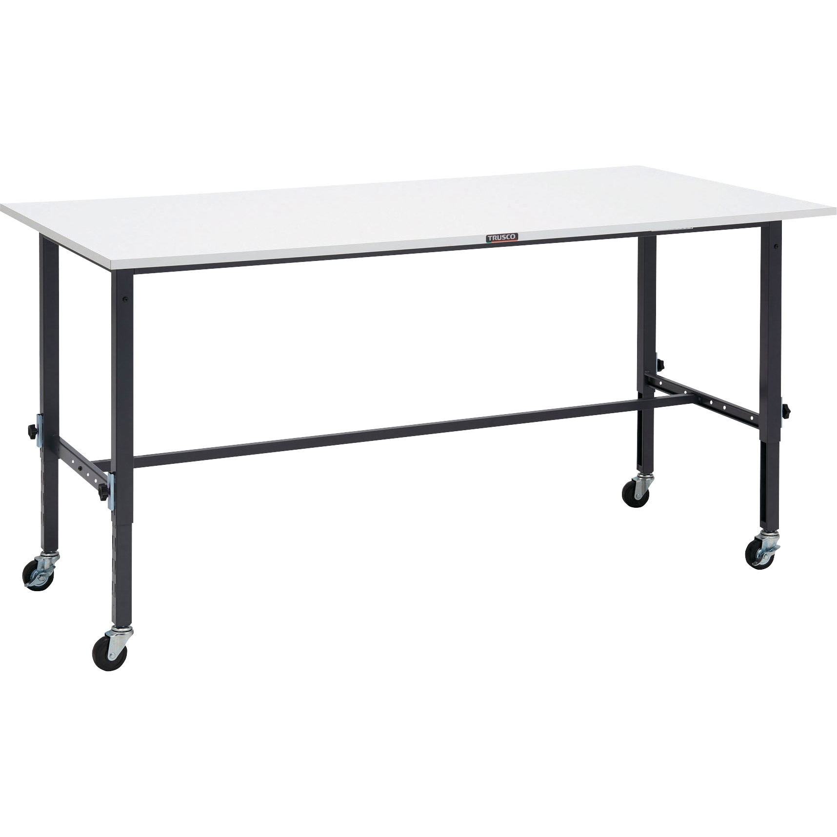 AEM-1809C75 DG 軽量高さ調節式作業台(Φ75mmゴムキャスター付) TRUSCO 荷重80kg ポリ化粧天板製天板 間口1800mm奥行900mm高さ719～1019mm  AEM-1809C75 DG