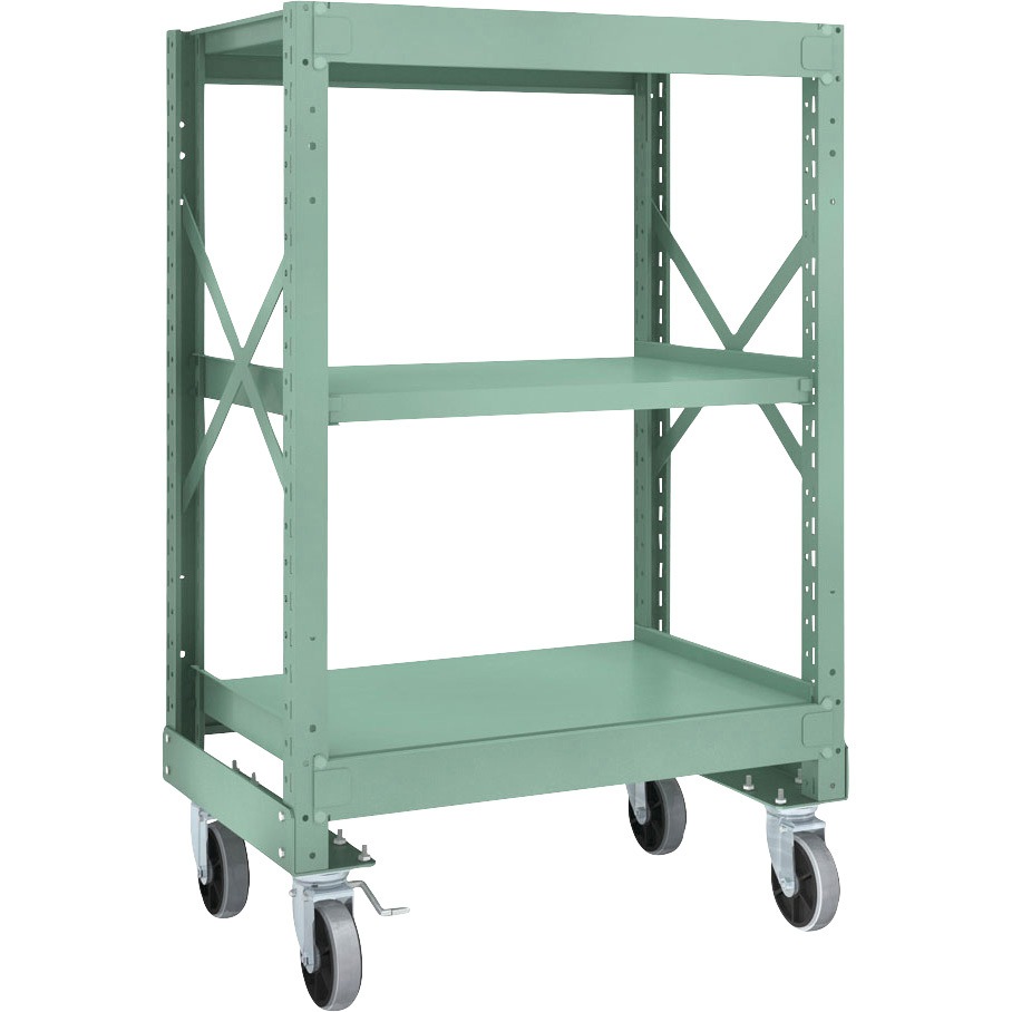 R3-4363-U150 中量ボルト式棚R3型 (300kgタイプ、高さ1400mm、ウレタンキャスター) TRUSCO グリーン色 荷重500kg 間口900mm奥行600mm  R3-4363-U150 47,988円