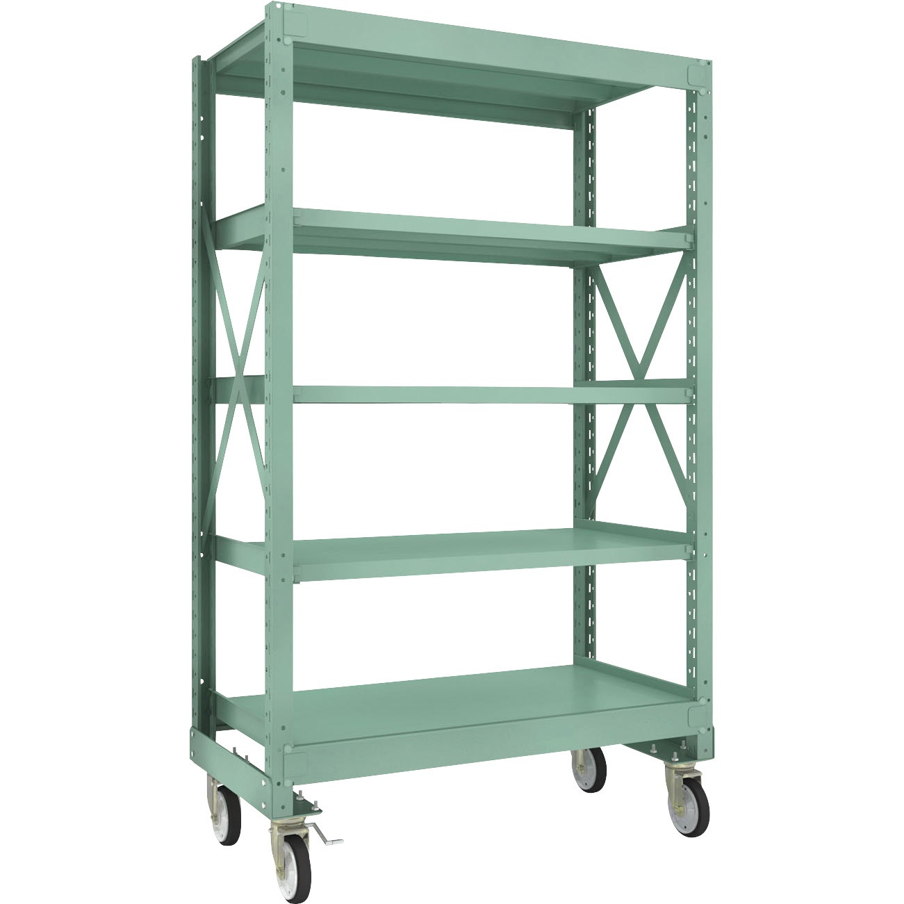 R3-6465-G150 中量ボルト式棚R3型 (300kgタイプ、高さ2000mm、ゴムキャスター) TRUSCO グリーン色 荷重500kg 間口1200mm奥行600mm  R3-6465-G150 59,988円