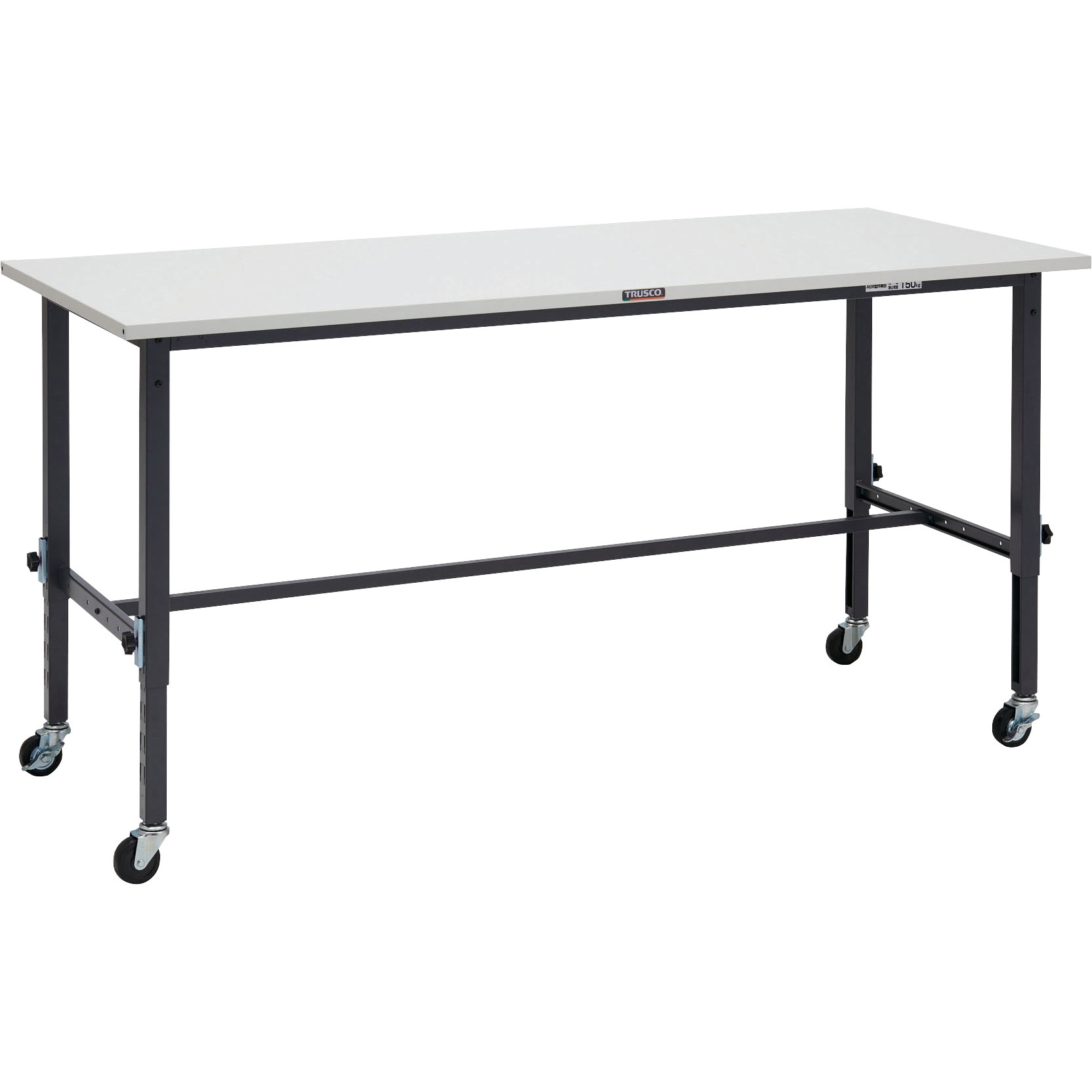 SAEM-1800C75 DG 軽量高さ調節式作業台(Φ75mmゴムキャスター付) TRUSCO 荷重80kg スチール製天板 間口1800mm奥行750mm高さ719～1019mm  SAEM-1800C75 DG