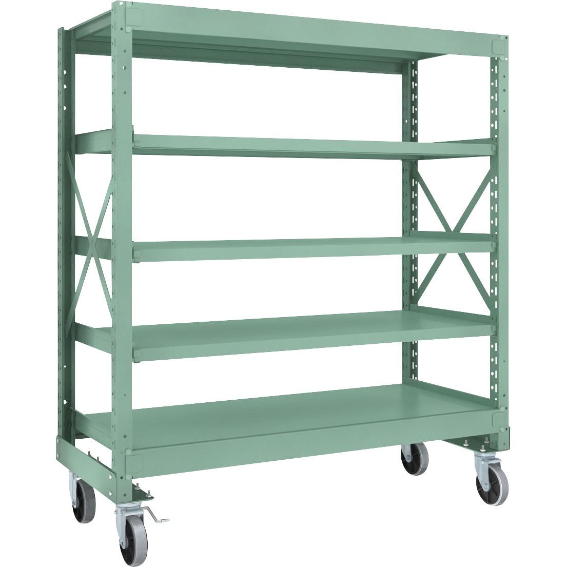R3-5565-U150 中量ボルト式棚R3型 (300kgタイプ、高さ1700mm、ウレタンキャスター) TRUSCO グリーン色 荷重500kg 間口1500mm奥行600mm  R3-5565-U150 60,390円