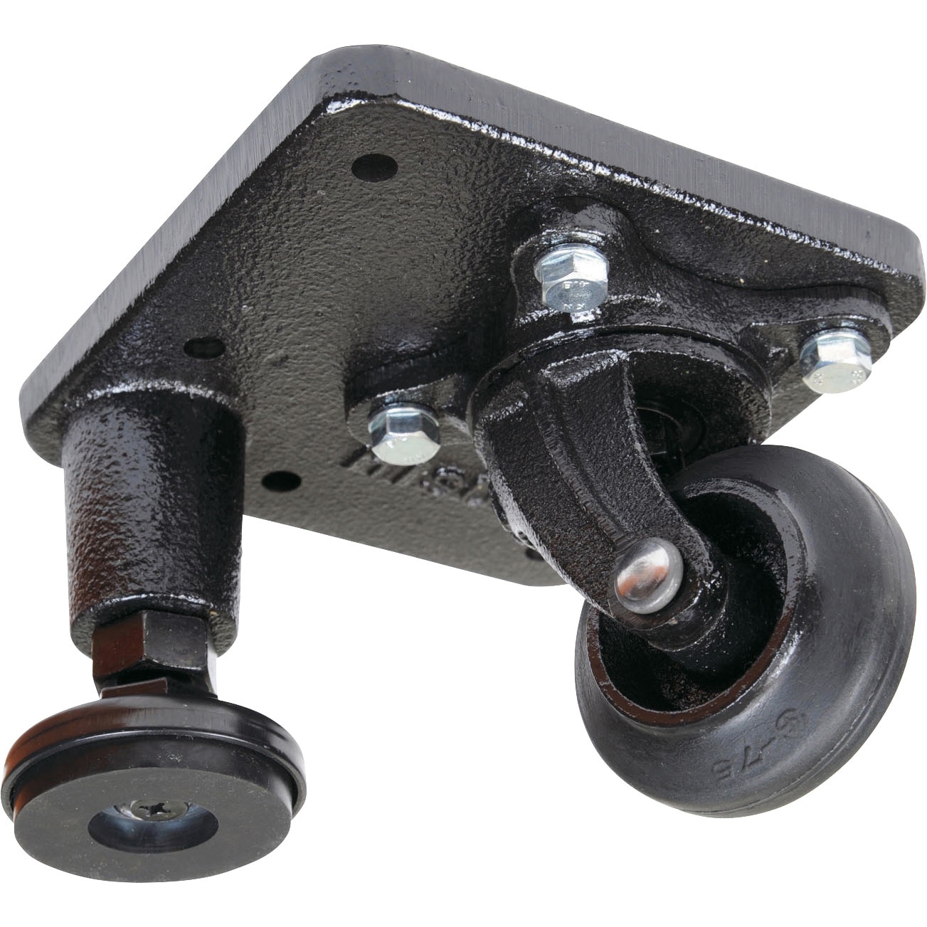 TCALZ-Z アジャスター付プレート型キャスタースチール車 東北車輌 75径 許容荷重3673daN 取付高124.5mm  TCALZ-Z