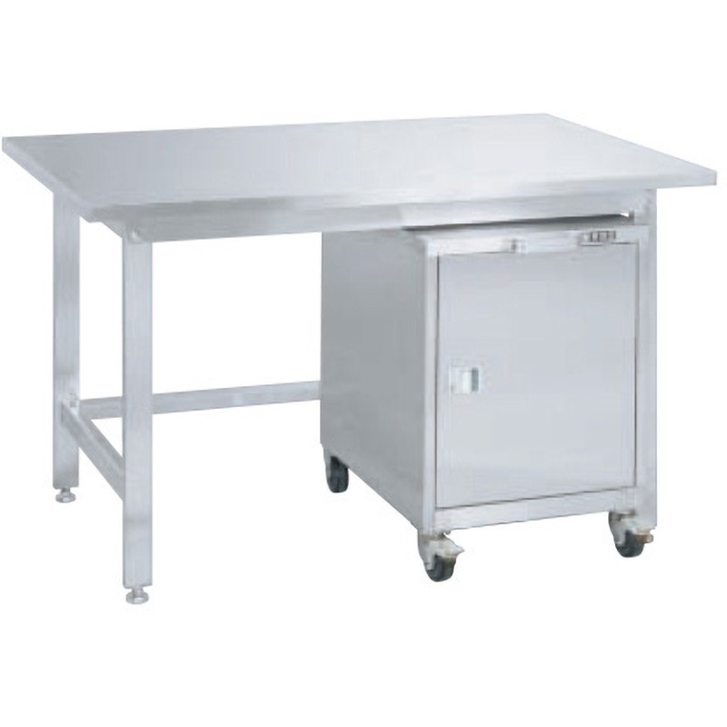 SUS3-127FC ステンレス作業台キャビネットワゴン(SS-FC)付 サカエ 間口1200mm奥行750mm高さ740mm  SUS3-127FC