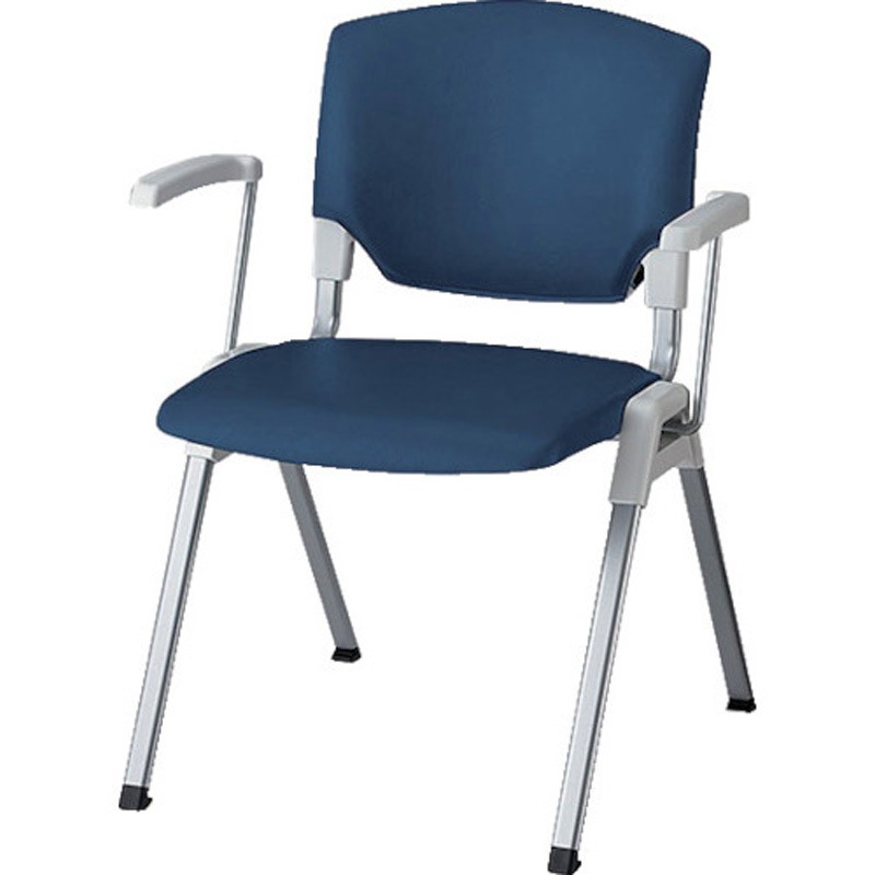 E473F-3-BL 会議用チェアー E473 ナイキ ブルー色 PP樹脂成型品 布張り 肘掛:付