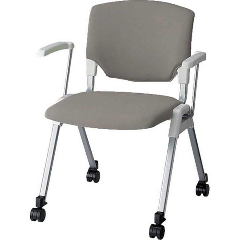 E473FC-3-GL 会議用チェアー E473 ナイキ 付キャスター 布張り PP樹脂成型品 グレー色