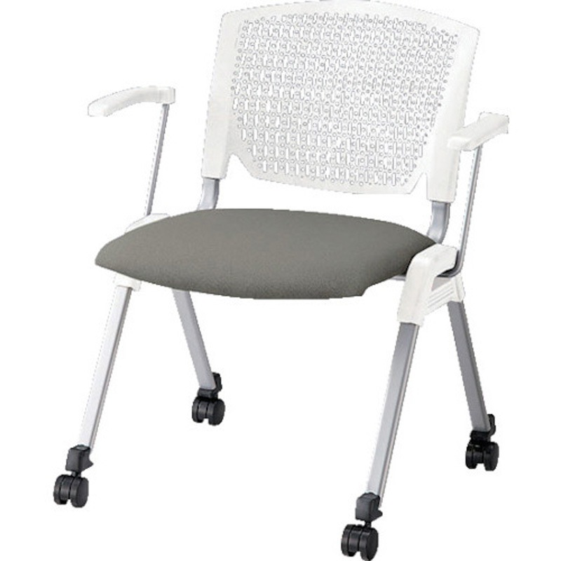 E471FC-3-GL 会議用チェアー E471 ナイキ 付キャスター 布張り PP樹脂成型品 グレー色