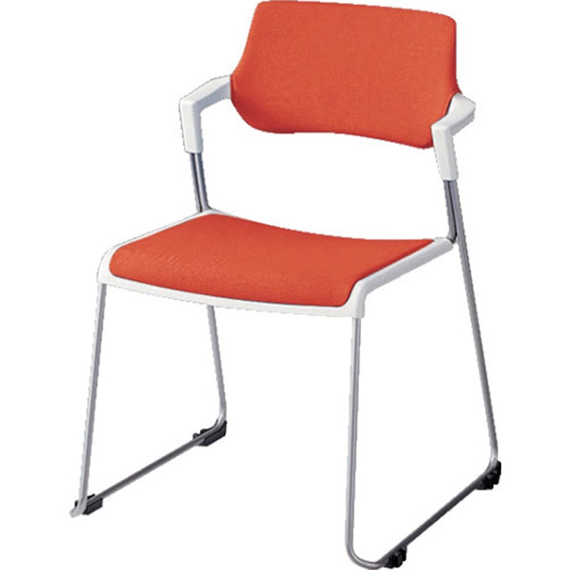 E423F-3-OR 会議用チェアー E423 ナイキ 肘掛:付 布張り オレンジ色 15,525円