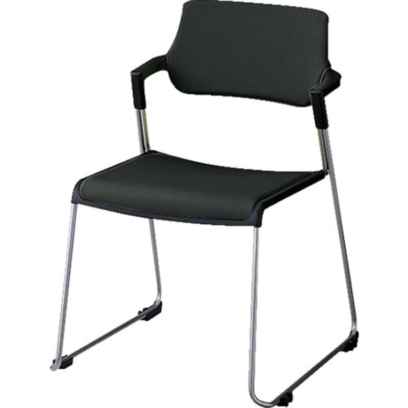 E423FM-1-BK 会議用チェアー E423 ナイキ 肘掛:付 布張り ブラック色