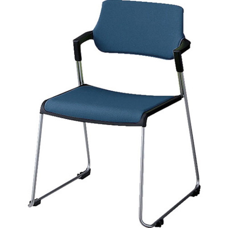 E423FM-1-BL 会議用チェアー E423 ナイキ 肘掛:付 布張り ブルー色