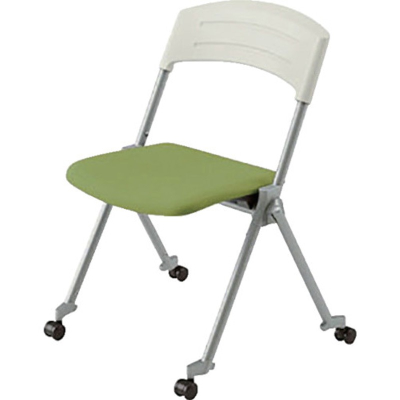 E404FC-GR 会議用チェアー E404 ナイキ 付キャスター 座面ハネ上げ式 グリーン色