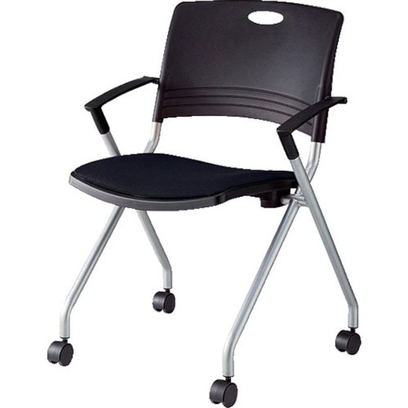 E329F-BK 会議用チェアー E329 ナイキ 付キャスター 布張り PP樹脂成型品 ブラック色