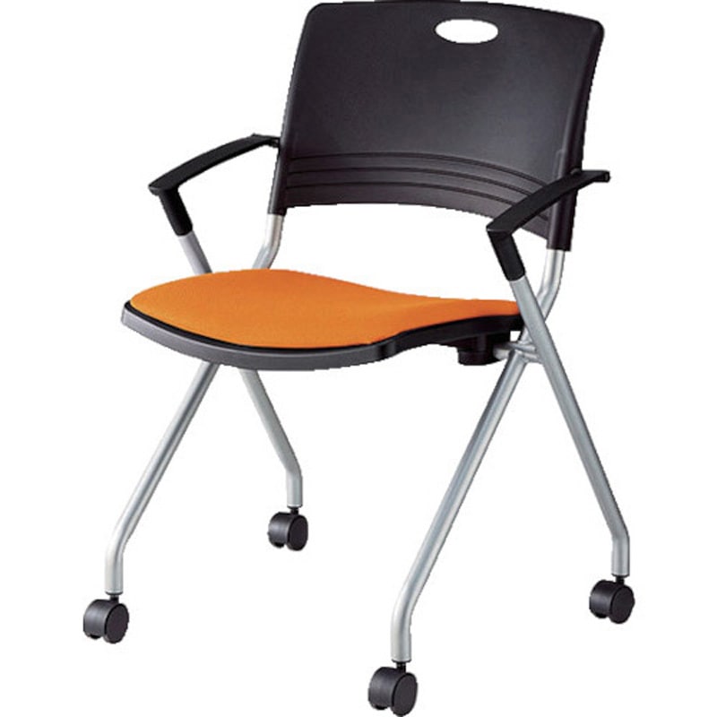 E329F-OR 会議用チェアー E329 ナイキ 付キャスター 布張り PP樹脂成型品 オレンジ色