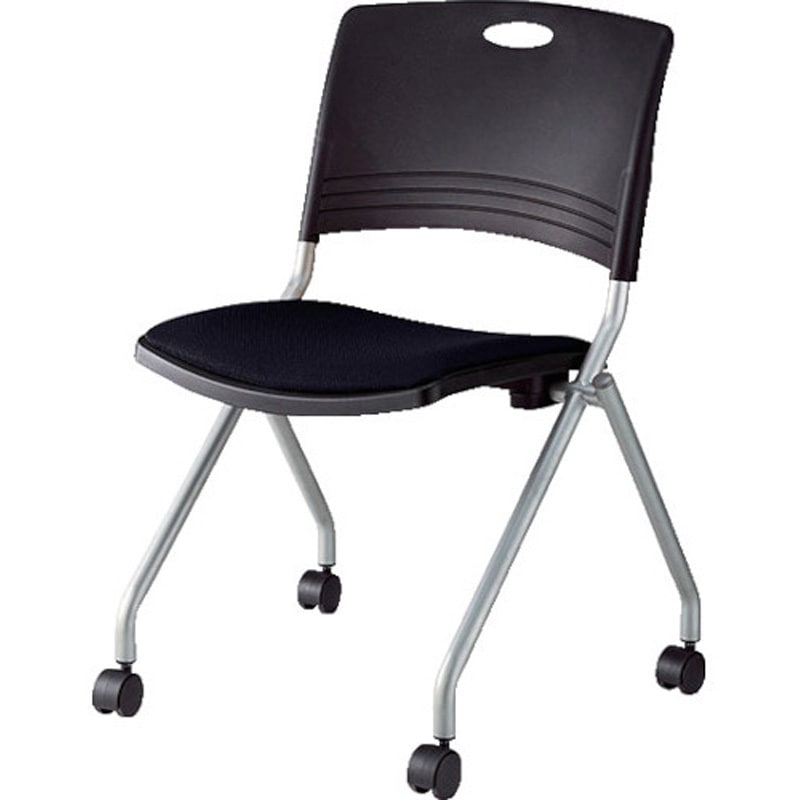 E328F-BK 会議用チェアー E328 ナイキ 付キャスター 布張り PP樹脂成型品 ブラック色