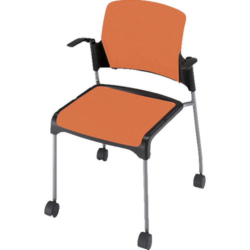 E244FC-OR 会議用チェアー E244 ナイキ 肘掛:付 脚の種類4本脚タイプ オレンジ色 質量5.6kg