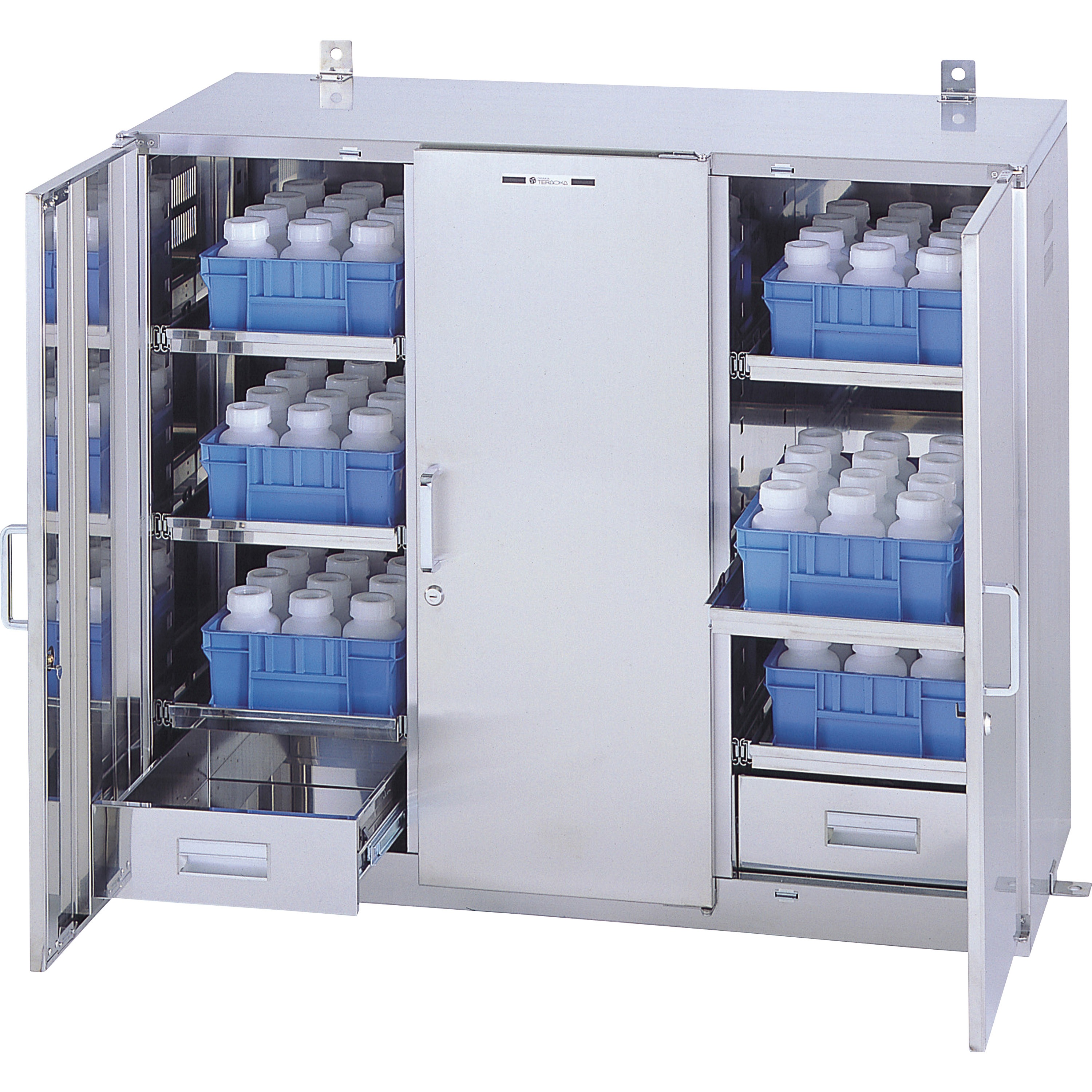 ANX-500M スーパーアネックス薬品庫(3室・引出し付)(壁際設置対応型) 1台 テラオカ(ANEX) 【通販モノタロウ】