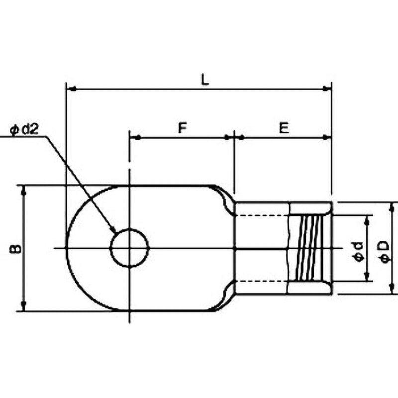 HC-R60-12-3 裸圧着端子 ニチフ 丸形(R形) 電線抱合範囲42.42～60.57mm