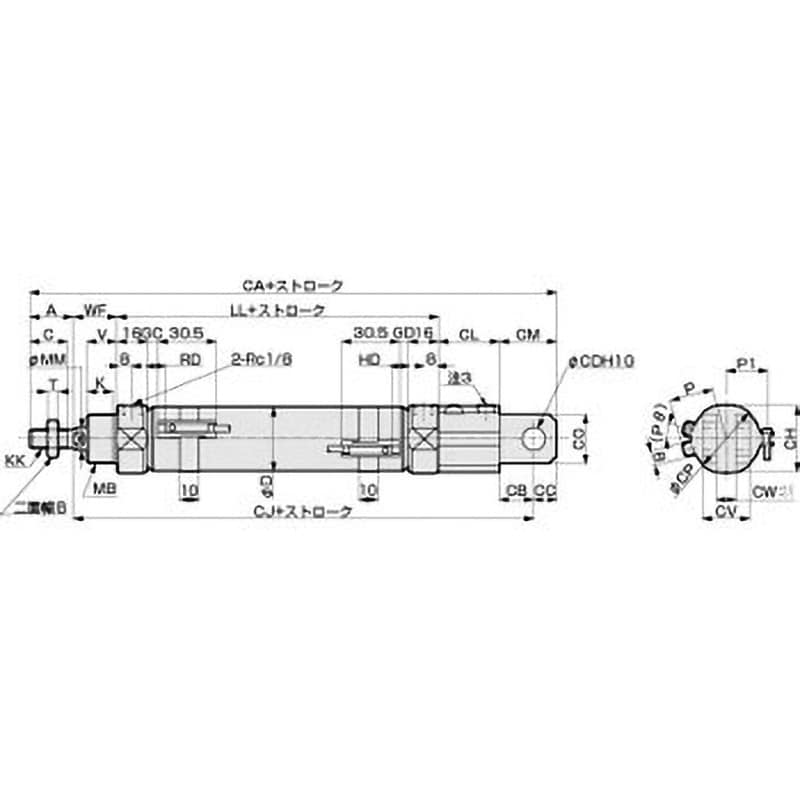 CMK2-CB-32-75-T2H-R タイトシリンダ CMK2シリーズ 二山クレビス形