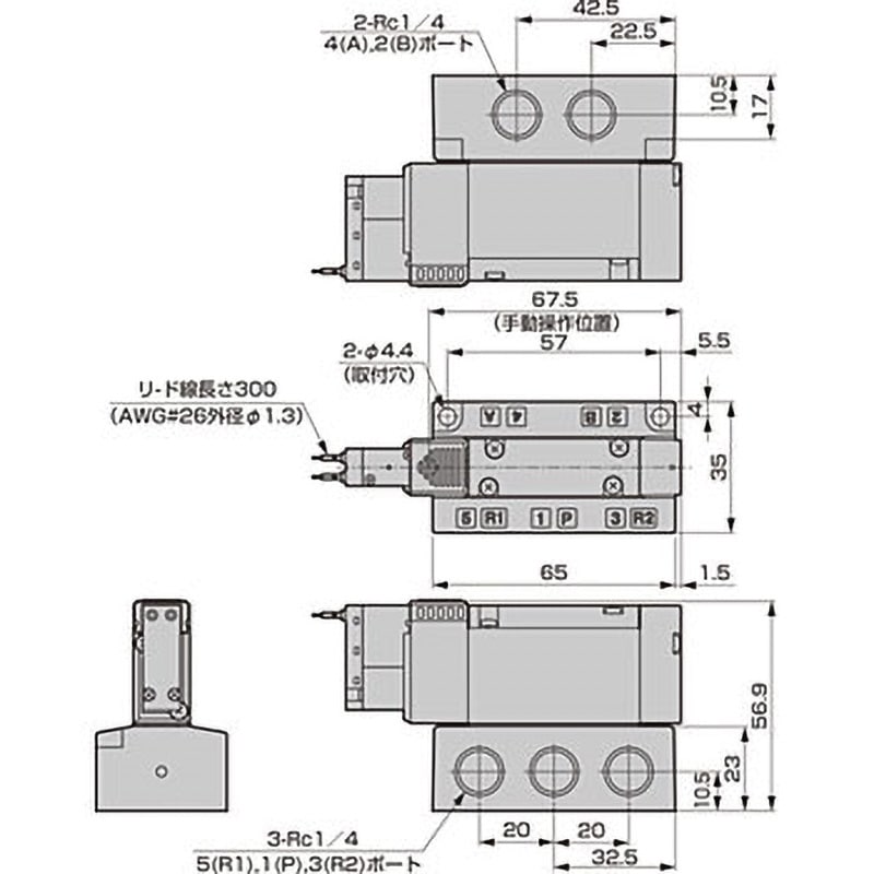 人気カラーの 4GB210-08-E2-1 パイロット式5ポート弁 4GBシリーズ ベース配管 配管・排水用備品