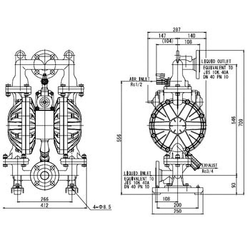 ヤマダコーポレーション/yamada メカニカルダイアフラムポンプ H80シリーズ NDP-H80BAT 製品番号：854487