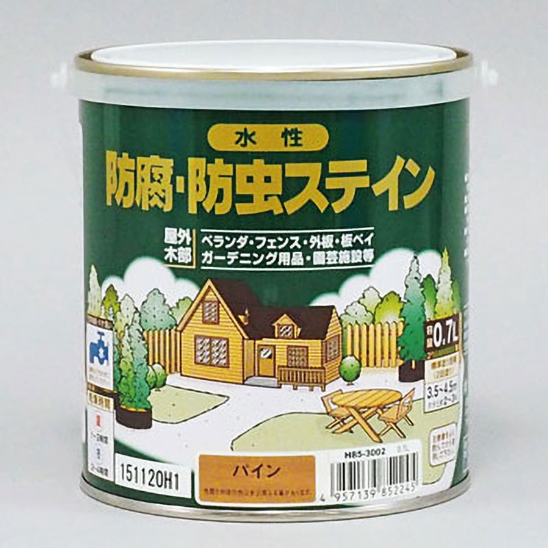 H85-3002 水性防腐・防虫ステイン ロックペイント 屋外木部用 パイン色