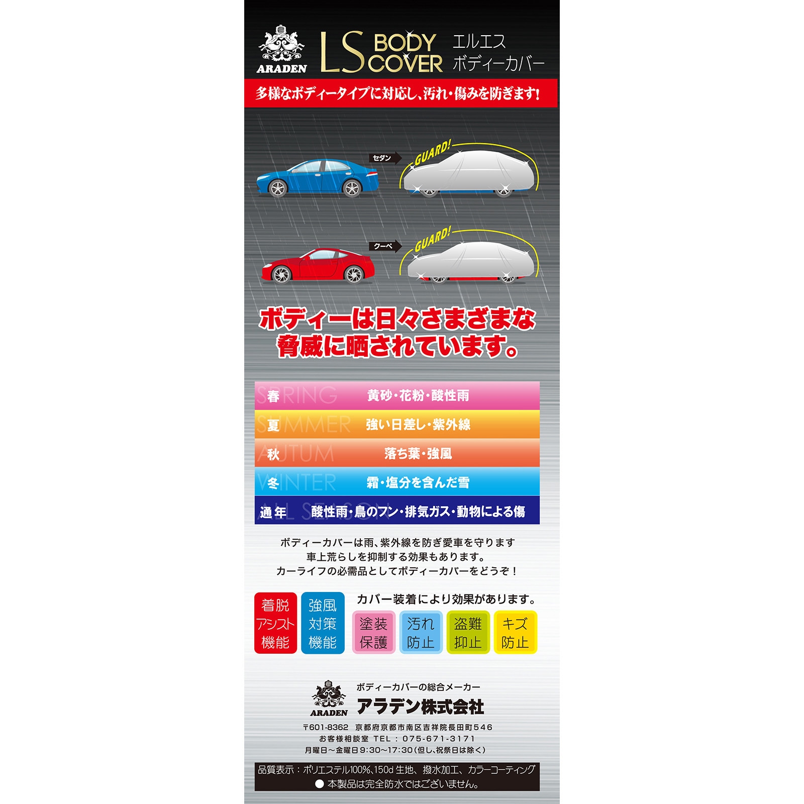 LSB-6 LSボディーカバー(一般車タイプ) 1枚 アラデン 【通販 LSB-6 LSボディーカバー(一般車タイプ) 1枚 アラデン 【通販