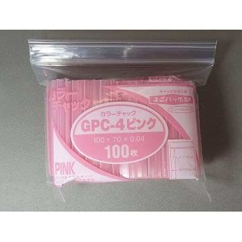 GPC-4 ユニパックGP カラーチャック セイニチ(生産日本社) ピンク色  1ケース(100枚×90袋)