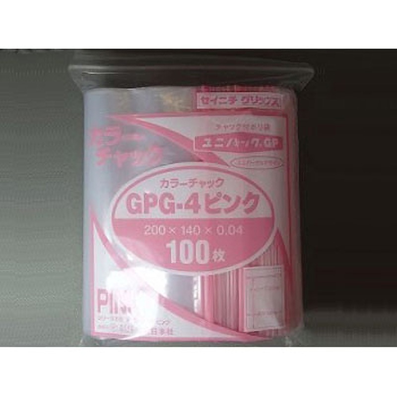 GPG-4 ユニパックGP カラーチャック セイニチ(生産日本社) ピンク色  1ケース(100枚×30袋)